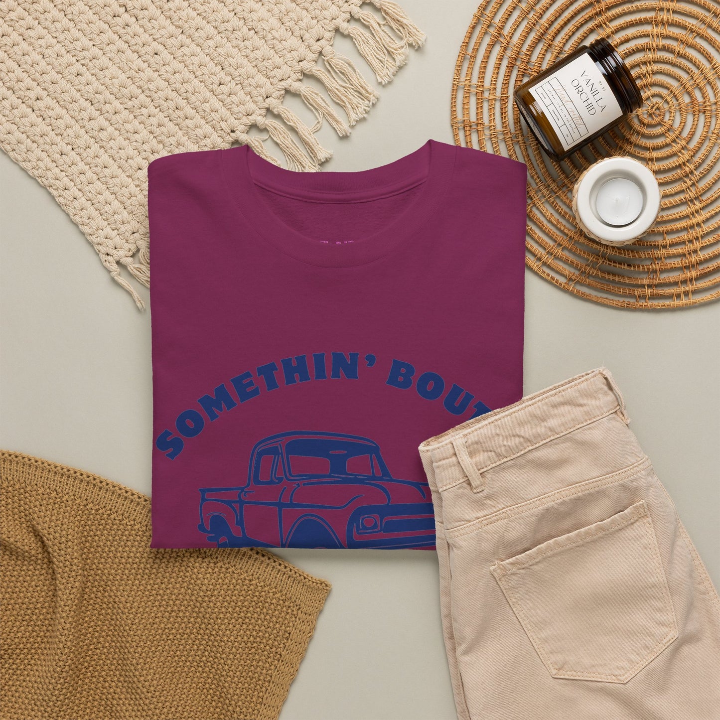 Somethin' Bout a Truck - Navy Pickup // Unisex Heavy Cotton Tee - Perfect for Truck Lovers