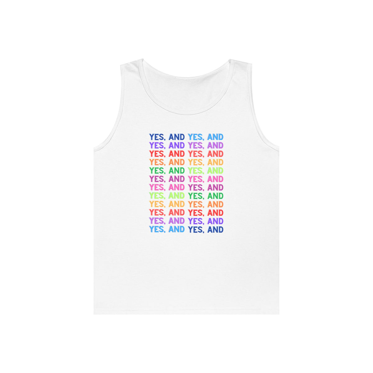 Improv, "Yes, And" // Positive Vibes Unisex Cotton Tank Top - Colorful 'YES' Design
