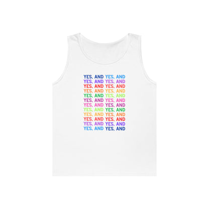 Improv, "Yes, And" // Positive Vibes Unisex Cotton Tank Top - Colorful 'YES' Design