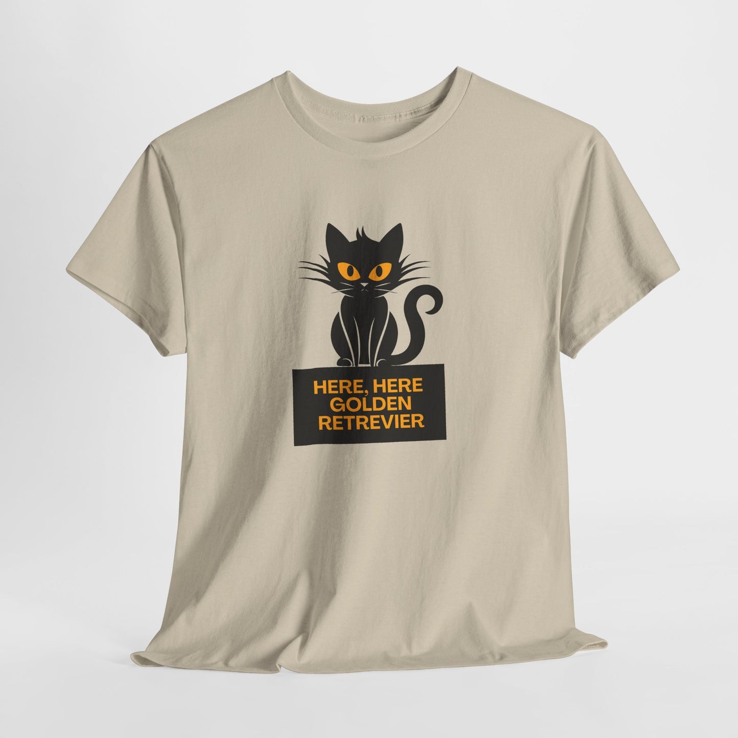 Black Cat with Sign //  Unisex Heavy Cotton Tee