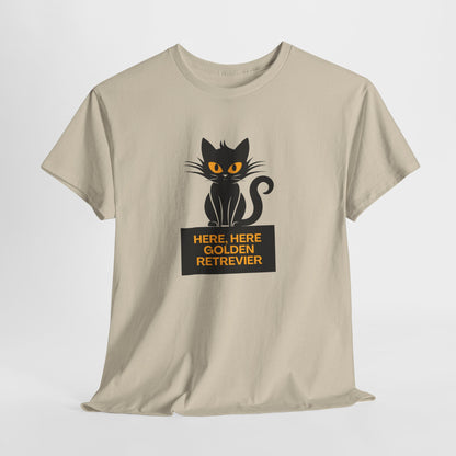 Black Cat with Sign //  Unisex Heavy Cotton Tee