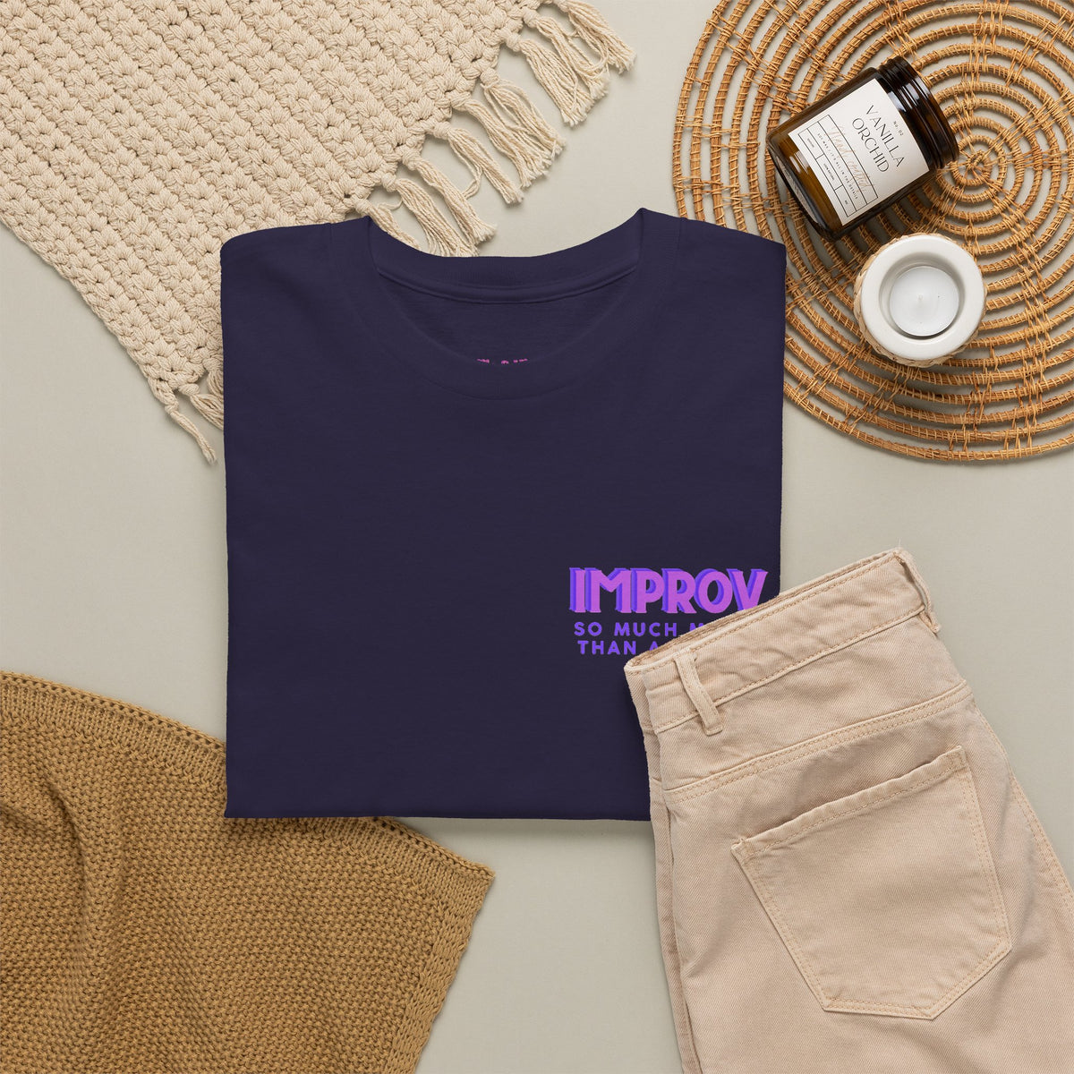 Improv, Multi Color "Yes, And" Double-sided // Colorful Affirmation Unisex Heavy Cotton Tee