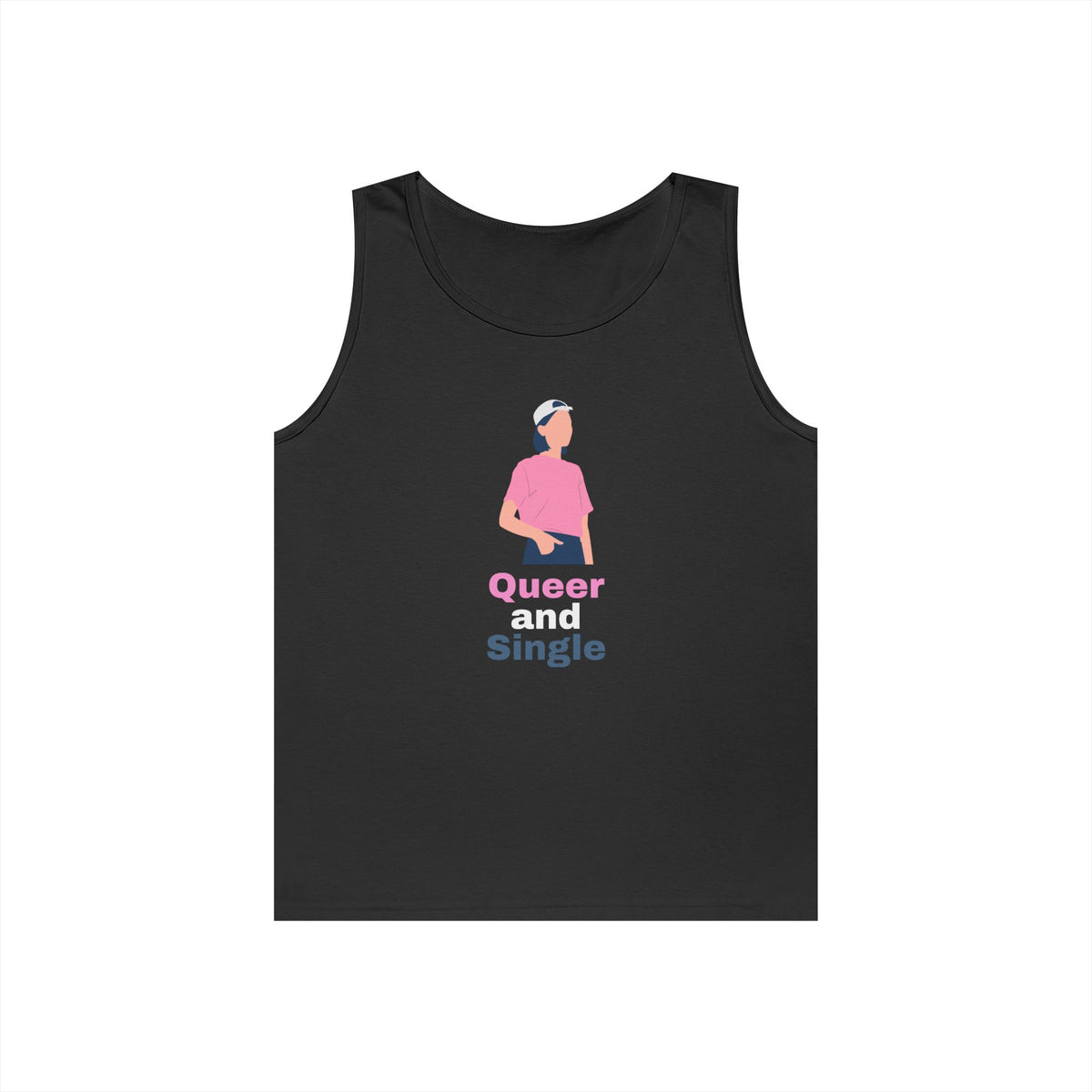 Queer and Single // Unisex Heavy Cotton Tank Top