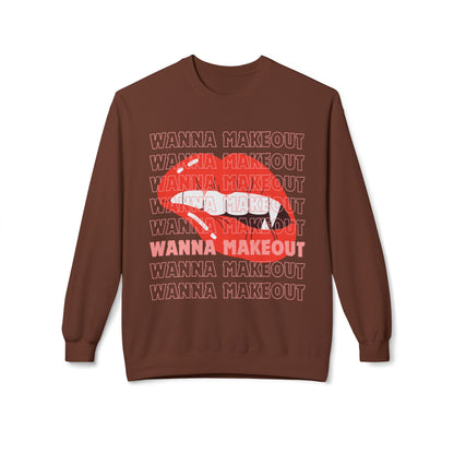 'Wanna Makeout' Graphic Crewneck  Sweatshirt - Trendy Casual Wear, Perfect for Parties, Fun Couples