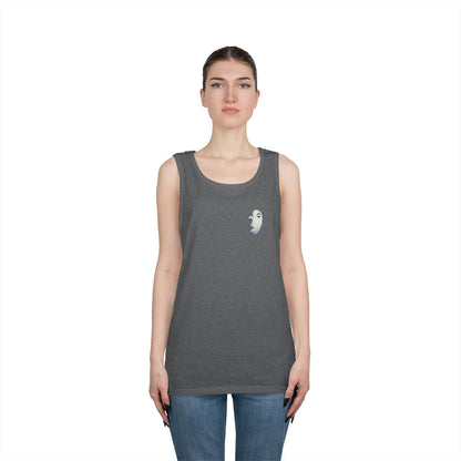 Power Bottom Autumn - White Ghost // Unisex Heavy Cotton Ghost Theme Tank Top - Fall Vibes