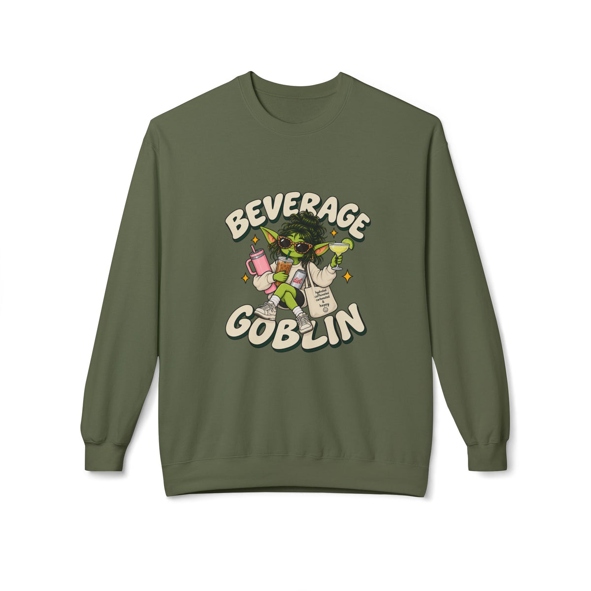 Beverage Goblin T-Shirt — Cute Retro Drink Lover Crew Neck Sweatshirt