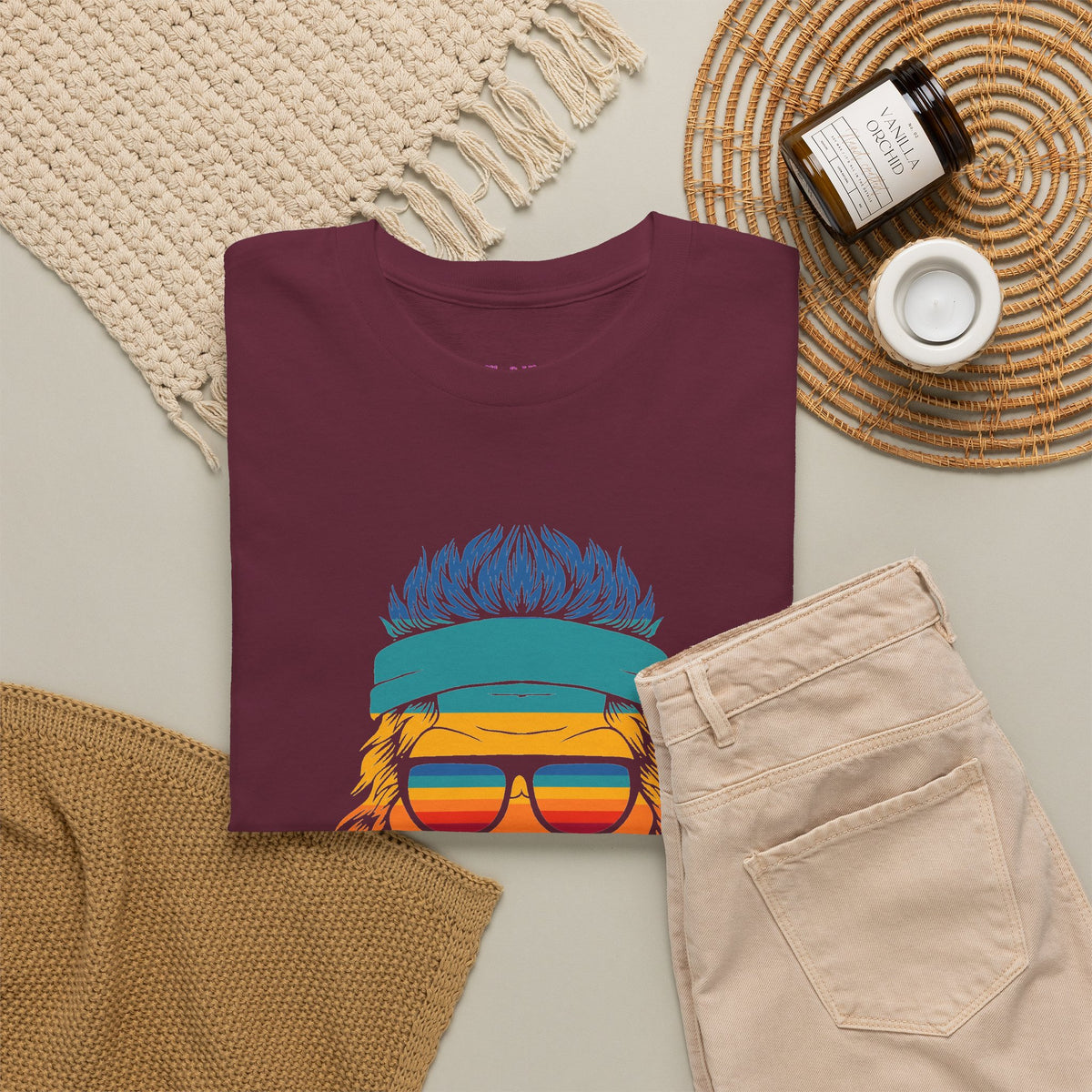 Bigfoot Mood // Retro Mood Unisex Heavy Cotton Tee - Colorful Graphic T-Shirt