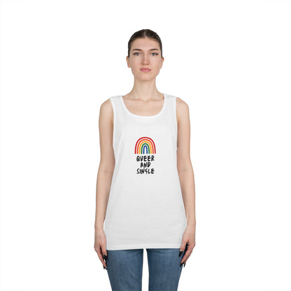 Queer and Single Rainbow // Unisex Heavy Cotton Tank Top