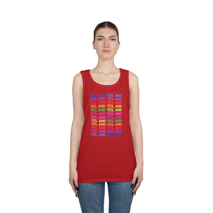 Improv, "Yes, And" // Positive Vibes Unisex Cotton Tank Top - Colorful 'YES' Design