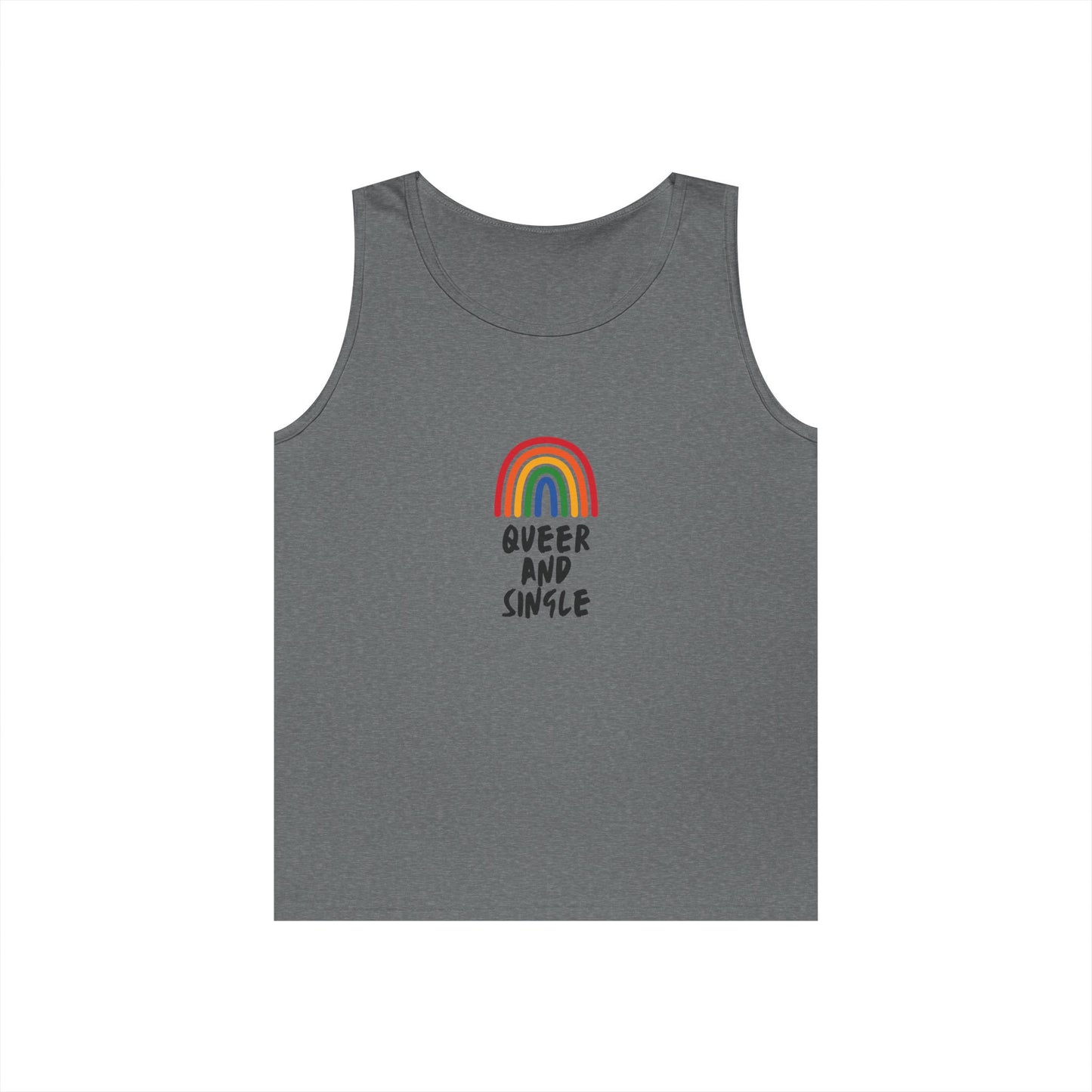 Queer and Single Rainbow // Unisex Heavy Cotton Tank Top