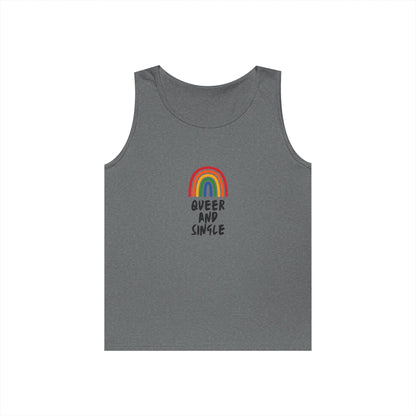 Queer and Single Rainbow // Unisex Heavy Cotton Tank Top