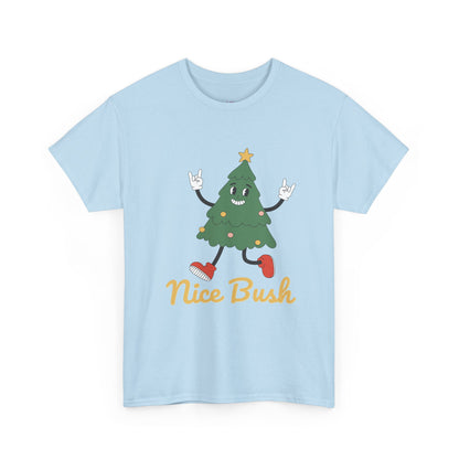 Funny Christmas Tree Tee - 'Nice Bush' Unisex Heavy Cotton T-Shirt