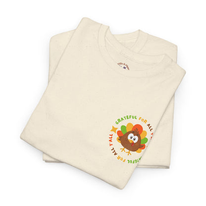 Grateful for All Y'all with Turkey // Pocket Placement // Unisex Jersey Short Sleeve Tee