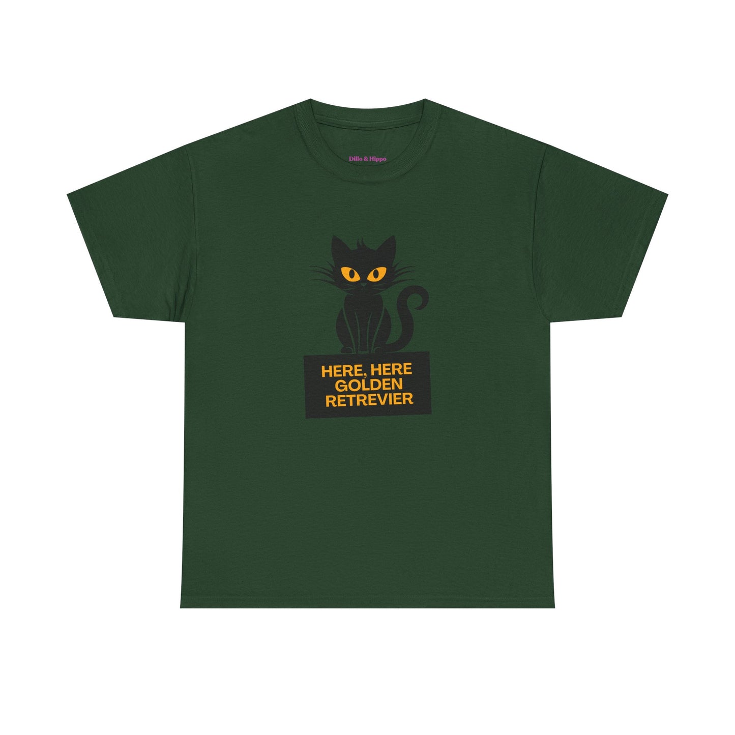 Black Cat with Sign //  Unisex Heavy Cotton Tee