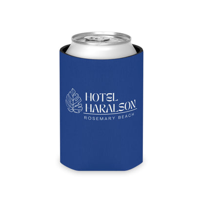 Custom - Personalized Hotel Haralson Can Cooler // Blue w/ White - Ideal for Beach Parties & Celebrations