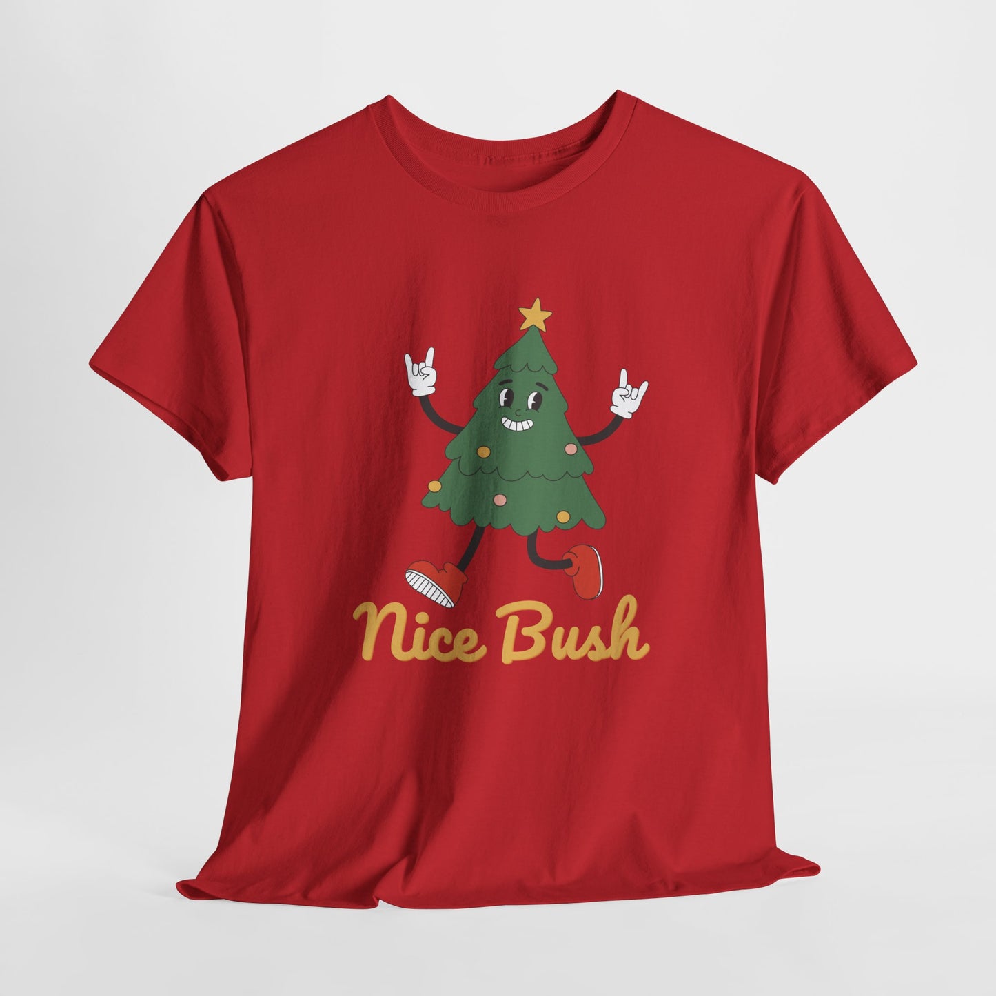 Funny Christmas Tree Tee - 'Nice Bush' Unisex Heavy Cotton T-Shirt