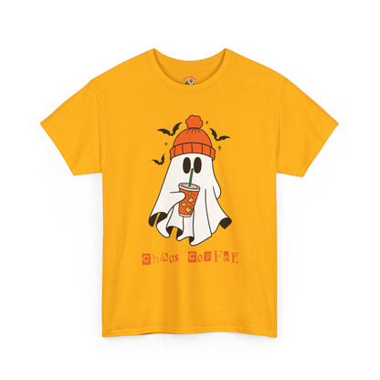 Ghostly Chill Unisex Heavy Cotton Tee, Halloween Shirt, Casual Wear, Fall Fashion, Cute Ghost Tee, Spooky Vibes