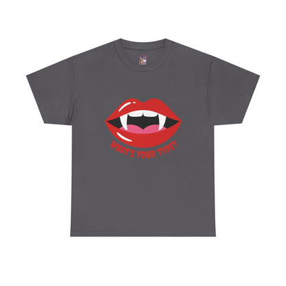Vampire Lips Tee: Unisex Heavy Cotton Tee for Halloween, Party, Gift, Funny T-Shirt, Casual Wear, Trendy Fashion