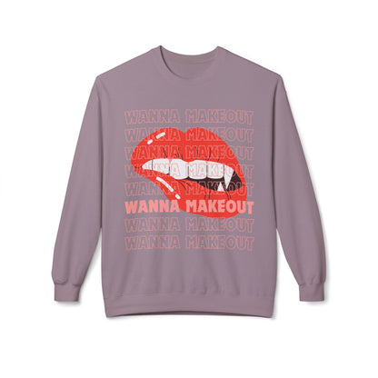 'Wanna Makeout' Graphic Crewneck  Sweatshirt - Trendy Casual Wear, Perfect for Parties, Fun Couples