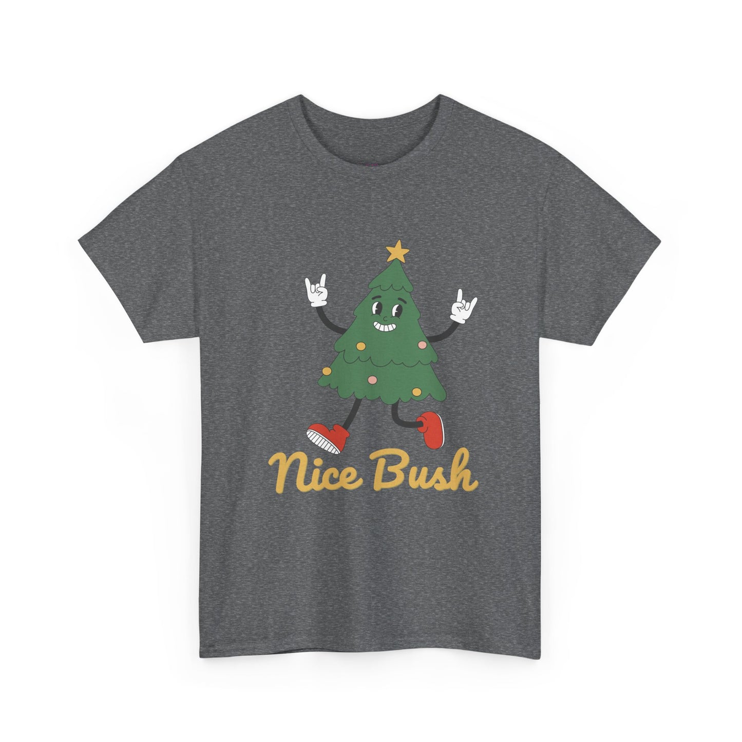 Funny Christmas Tree Tee - 'Nice Bush' Unisex Heavy Cotton T-Shirt