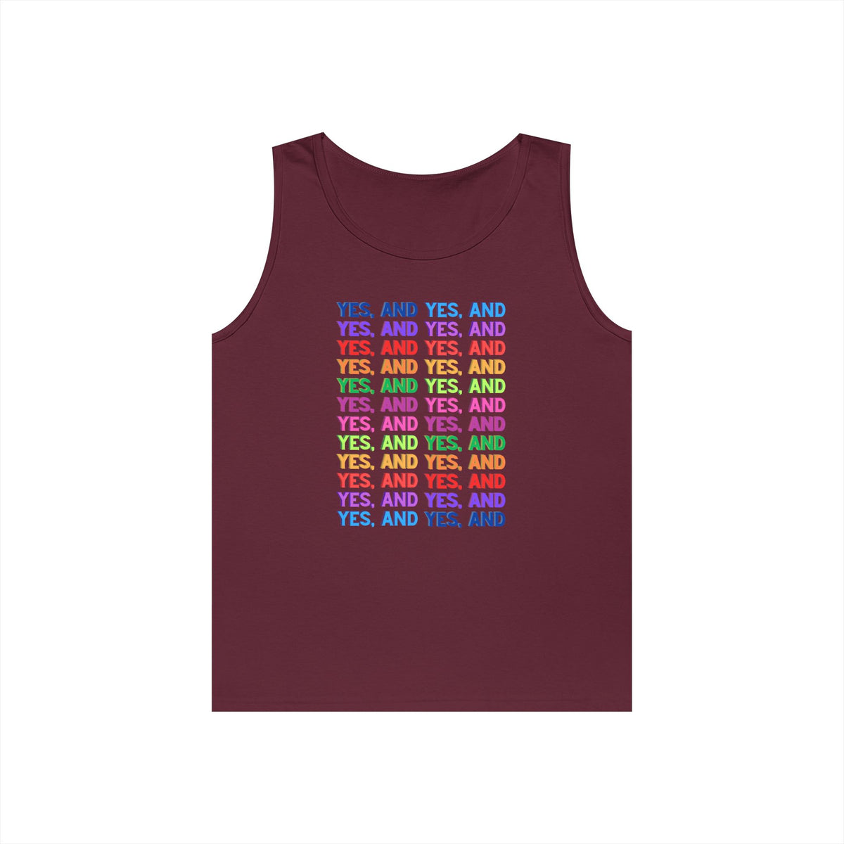 Improv, "Yes, And" // Positive Vibes Unisex Cotton Tank Top - Colorful 'YES' Design