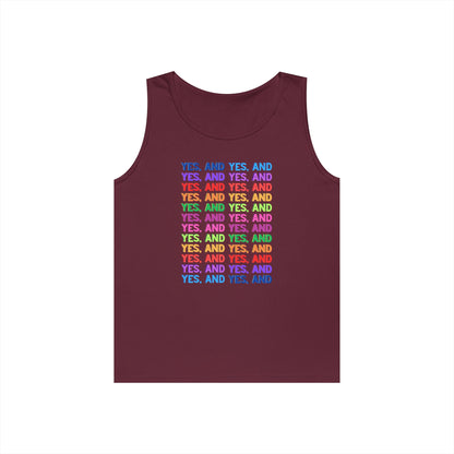 Improv, "Yes, And" // Positive Vibes Unisex Cotton Tank Top - Colorful 'YES' Design