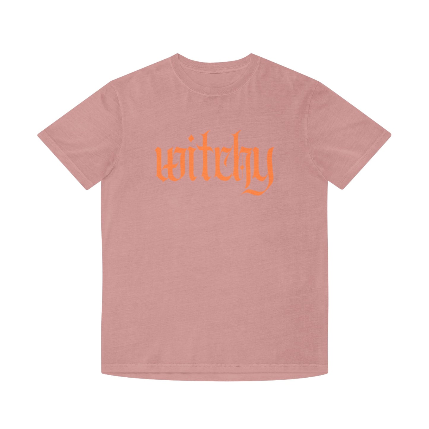 Witchy Graphic Tee — Retro Orange Text on Faded TShirt