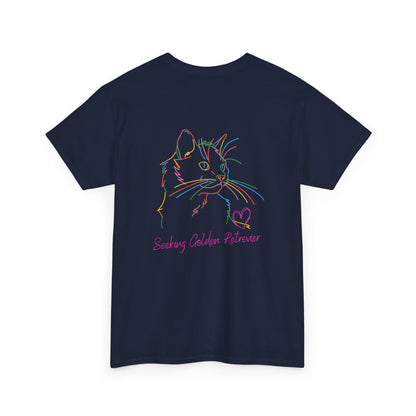 Black Cat Seeking My Golden Retriever // Unisex Heavy Cotton Tee - Relationship Dynamics