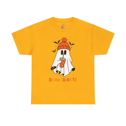 Ghostly Chill Unisex Heavy Cotton Tee, Halloween Shirt, Casual Wear, Fall Fashion, Cute Ghost Tee, Spooky Vibes