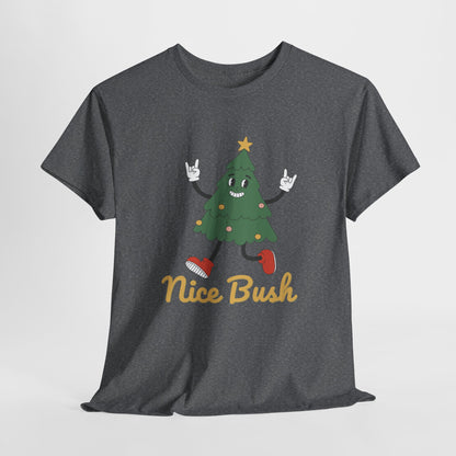 Funny Christmas Tree Tee - 'Nice Bush' Unisex Heavy Cotton T-Shirt