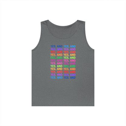 Improv, "Yes, And" // Positive Vibes Unisex Cotton Tank Top - Colorful 'YES' Design