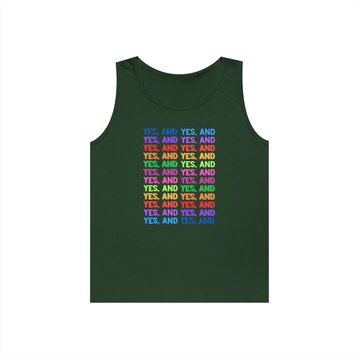 Improv, "Yes, And" // Positive Vibes Unisex Cotton Tank Top - Colorful 'YES' Design