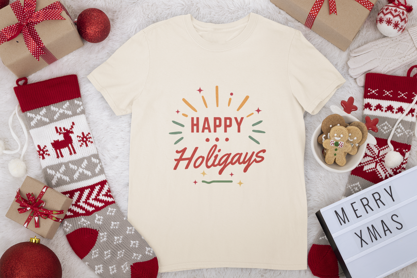 Happy Holigays Simple Unisex Heavy Cotton Tee