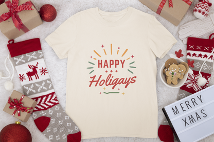 Happy Holigays Simple Unisex Heavy Cotton Tee