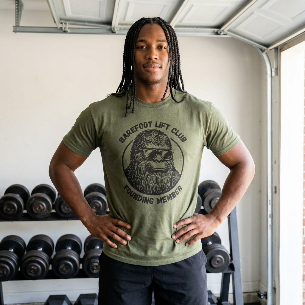 Bigfoot Founding Member of the Barefoot Lift Club // Unisex Heavy Cotton Tee - Founding Member Sasquatch Design