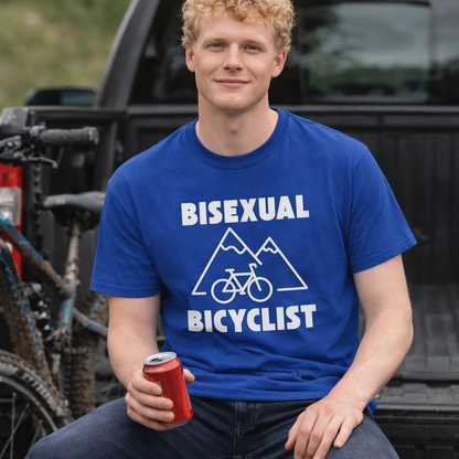 Bisexual (Mountain) Bicyclist  // Unisex Softstyle T-Shirt