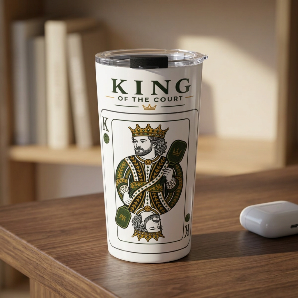 Pickleball - King of the Court - Vintage Playing Card - Tumbler - 20oz Insulated Travel Cup