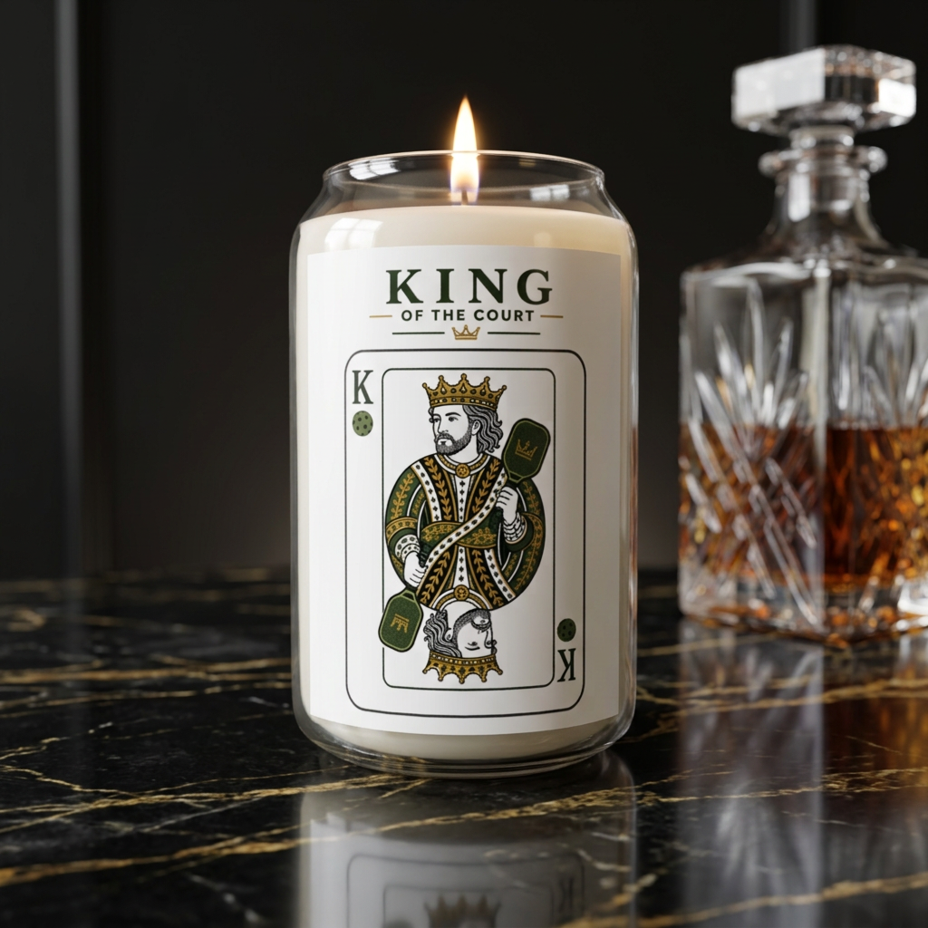 Pickleball - King of the Court - Vintage Playing Card -  Scented Soy Candle — 13.75 oz