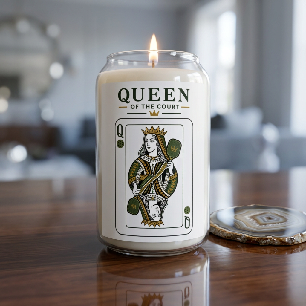 Pickleball - Queen of the Court - Vintage Playing Card- Scented Soy Candle – 13.75 oz