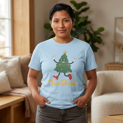 Funny Christmas Tree Tee - 'Nice Bush' Unisex Heavy Cotton T-Shirt