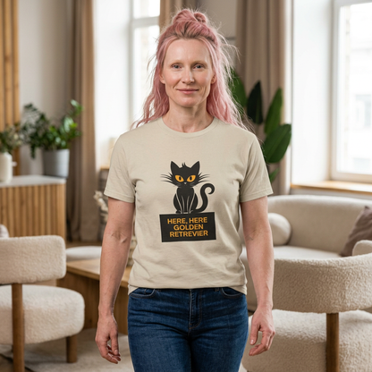 Black Cat with Sign //  Unisex Heavy Cotton Tee
