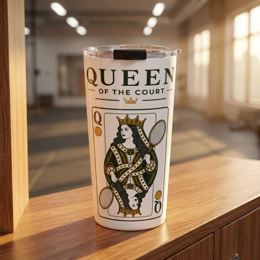 Tennis- Queen of the Court - Vintage Playing Card -  Tumbler - 20oz Insulated Travel Cup