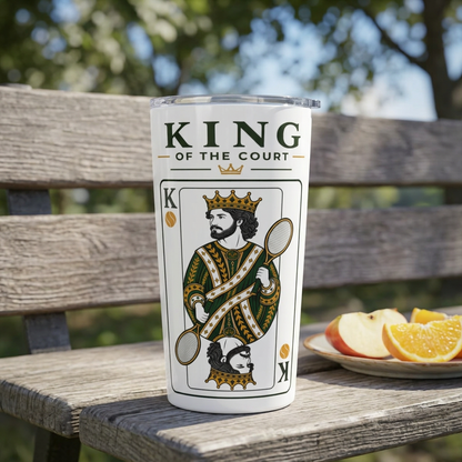 Tennis - King of the Court - Vintage Playing Card - Tumbler - 20oz Insulated Travel Cup