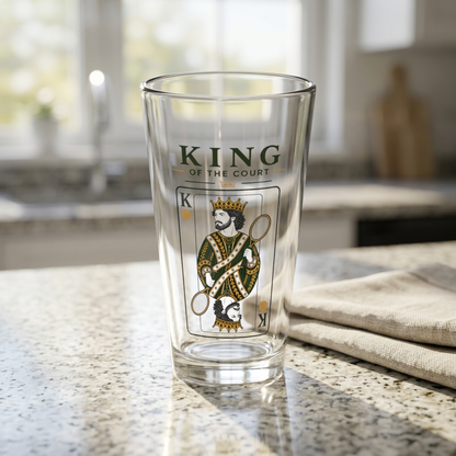 Tennis - King of the Court - Vintage Playing Card - - 16oz Mixing Glass – Cocktail Shaker Glass or Beer Pint
