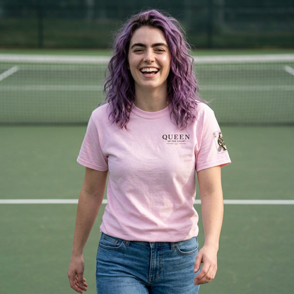 Tennis - Queen of the Court - Sleeve Print Vintage Playing Card Graphic T-Shirt
