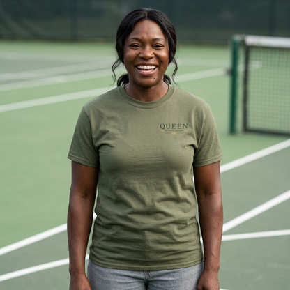 Tennis - Queen of the Court - Vintage Playing Card Graphic T-Shirt
