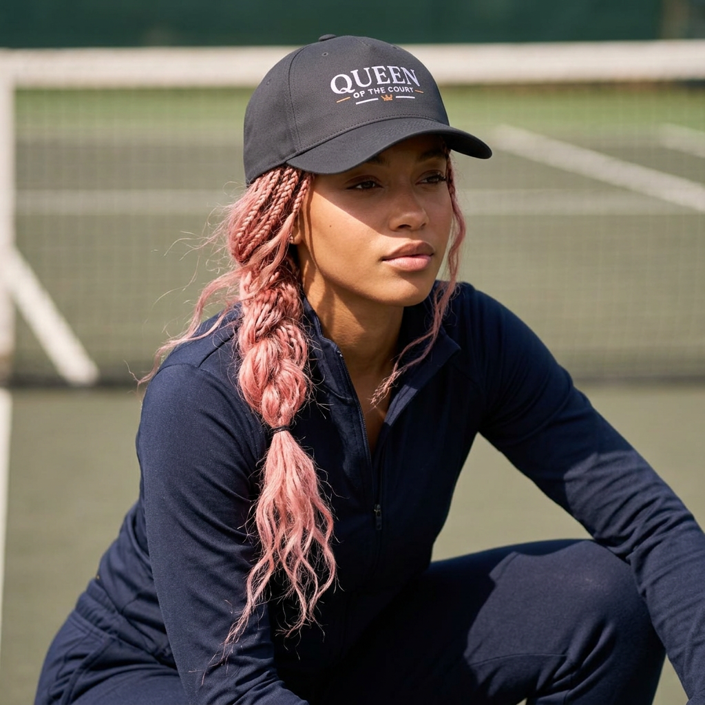 Black on Black - Queen of the Court - Mid Profile Baseball Cap