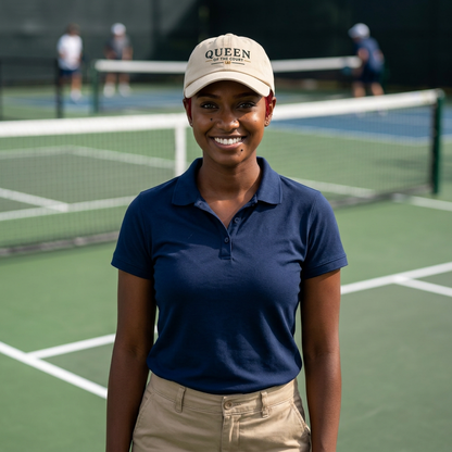 Queen of the Court Washed Baseball Cap — Pickleball or Tennis Player Hat