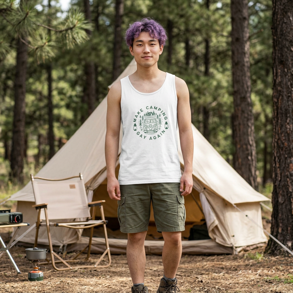 Make Camping Gay Again // Unisex Heavy Cotton Tank Top - Pride Outdoor Apparel