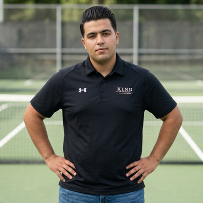 King of the Court-  Cream Embroidered Men's Polo Shirt - Under Armour Performance Polo